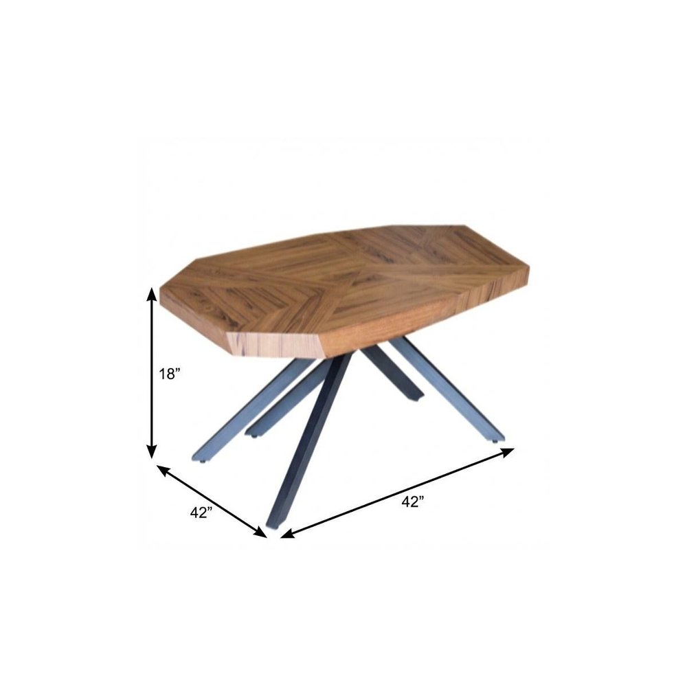 42" Brown And Black Wood And Iron Free Form Coffee Table HomeRoots