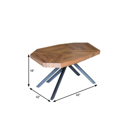 42" Brown And Black Wood And Iron Free Form Coffee Table HomeRoots