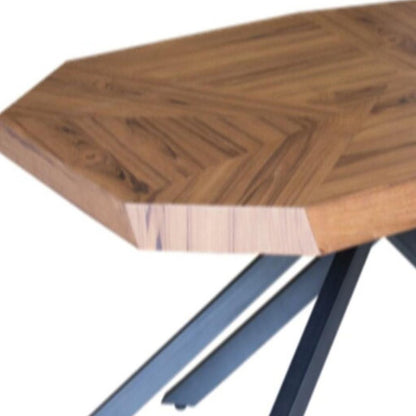 42" Brown And Black Wood And Iron Free Form Coffee Table HomeRoots