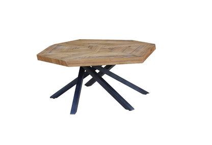 42" Brown And Black Wood And Iron Free Form Coffee Table HomeRoots