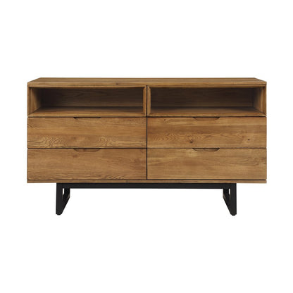 59" Brown Solid Wood Four Drawer Double Dresser HomeRoots