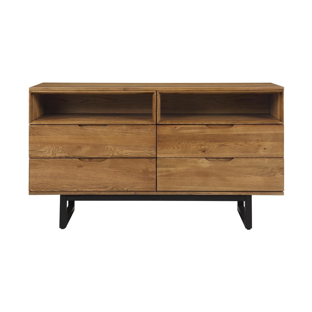 59" Brown Solid Wood Four Drawer Double Dresser HomeRoots