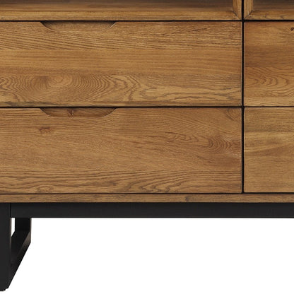 59" Brown Solid Wood Four Drawer Double Dresser HomeRoots