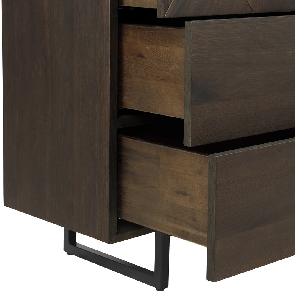 60" Dark Brown Solid Wood Six Drawer Double Dresser HomeRoots