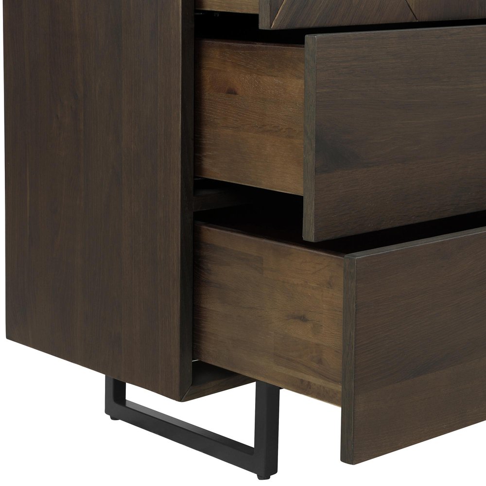 60" Dark Brown Solid Wood Six Drawer Double Dresser HomeRoots