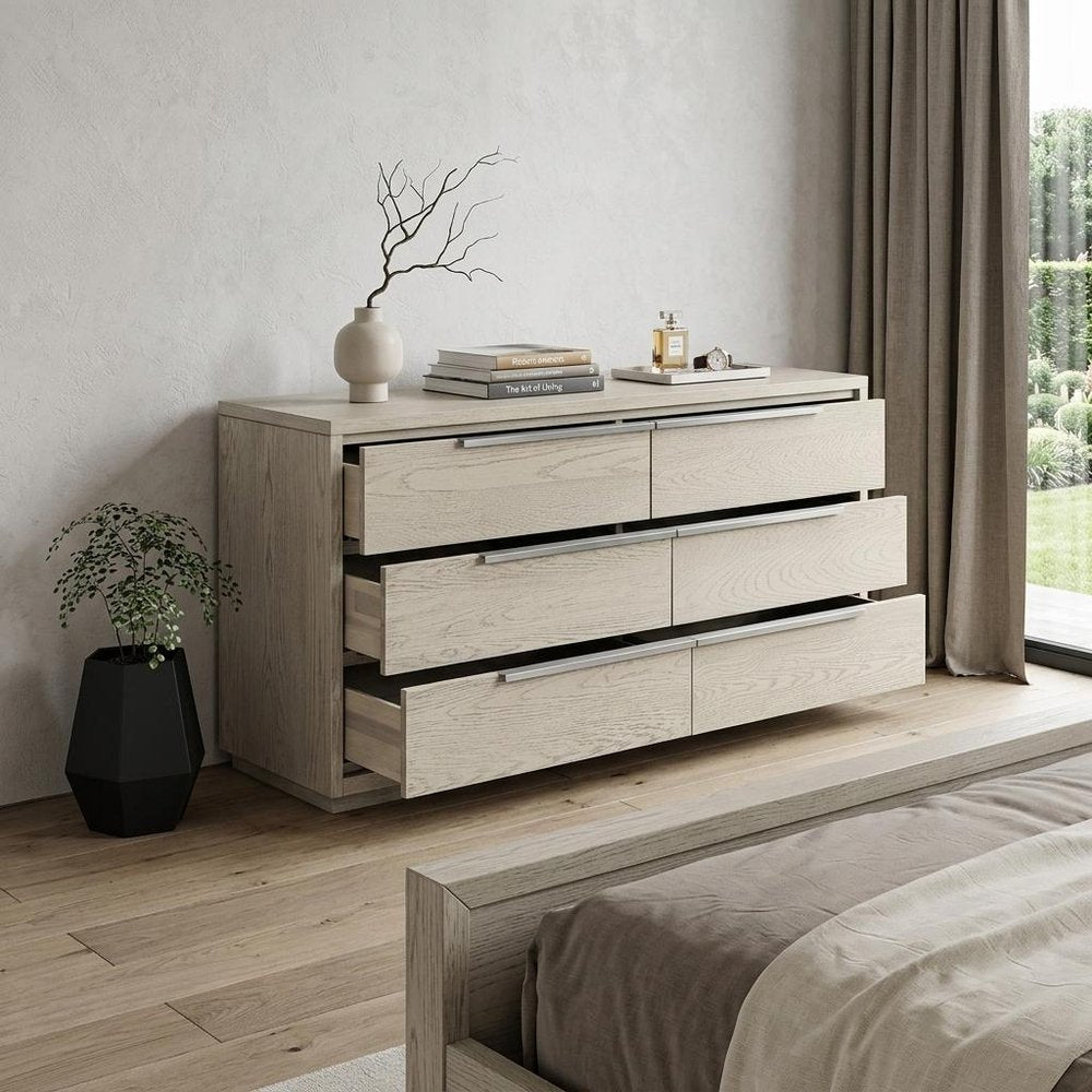 63" Gray Solid Wood Six Drawer Double Dresser HomeRoots