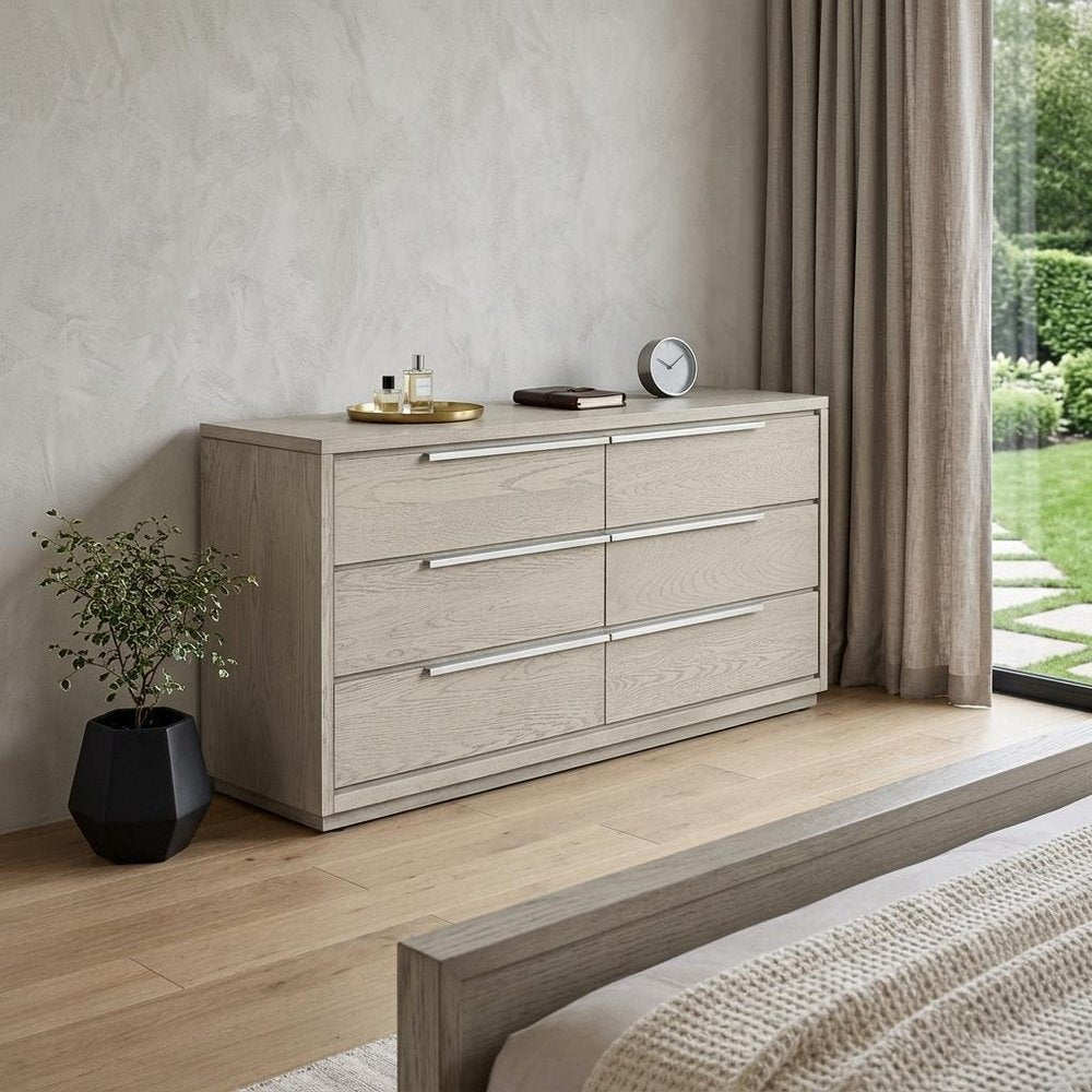 63" Gray Solid Wood Six Drawer Double Dresser HomeRoots