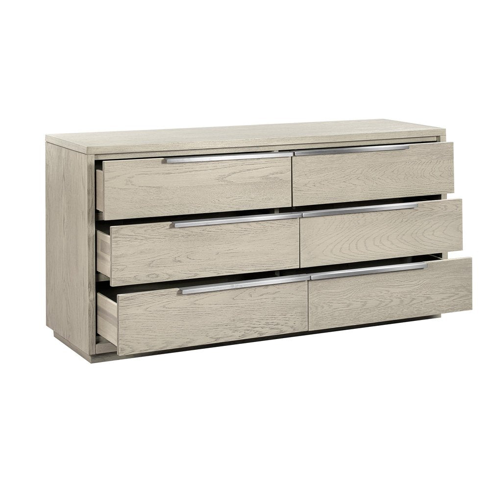 63" Gray Solid Wood Six Drawer Double Dresser — view 3