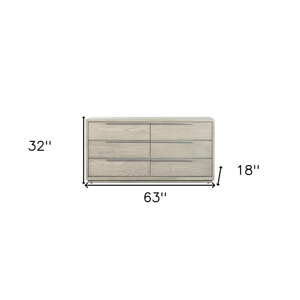 63" Gray Solid Wood Six Drawer Double Dresser HomeRoots