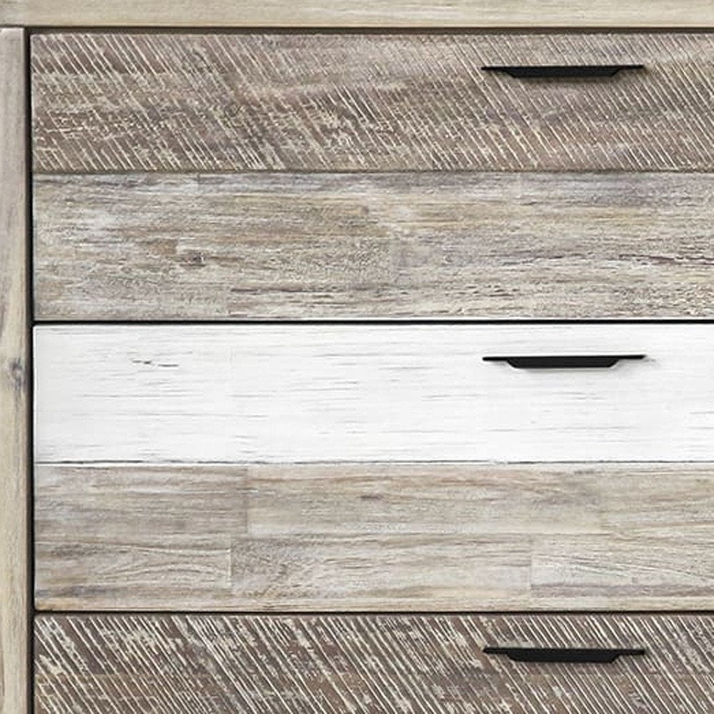 63" Natural And Ivory Solid Wood Six Drawer Double Dresser HomeRoots