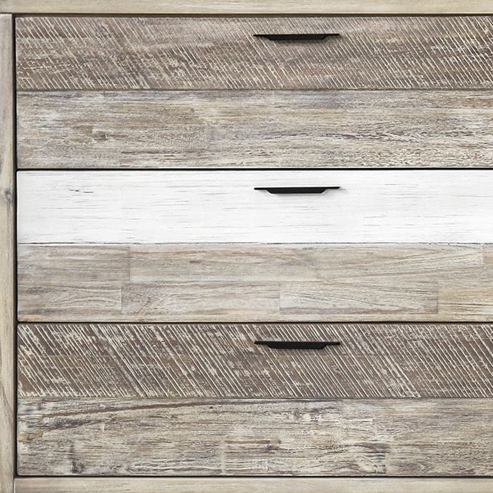 63" Natural And Ivory Solid Wood Six Drawer Double Dresser HomeRoots