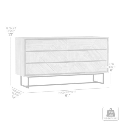 61" Natural Solid Wood Six Drawer Double Dresser HomeRoots