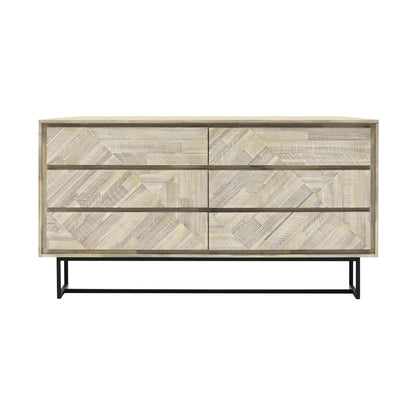 61" Natural Solid Wood Six Drawer Double Dresser HomeRoots