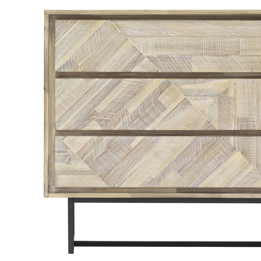 61" Natural Solid Wood Six Drawer Double Dresser — view 5