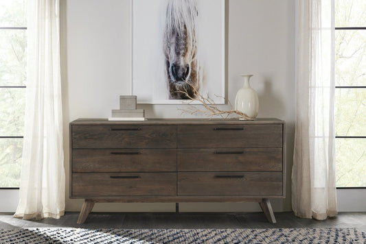 63" Dark Brown Solid Wood Six Drawer Double Dresser HomeRoots