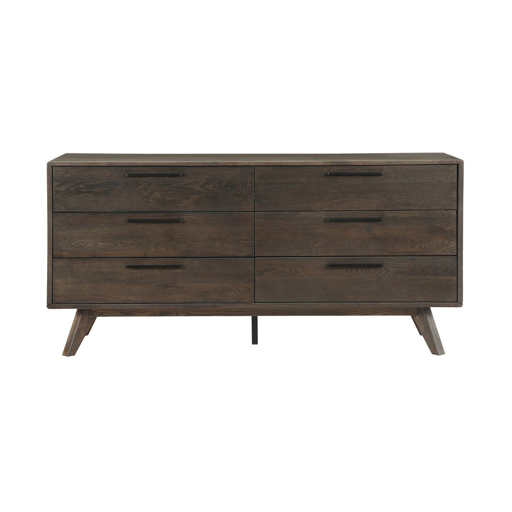 63" Dark Brown Solid Wood Six Drawer Double Dresser HomeRoots