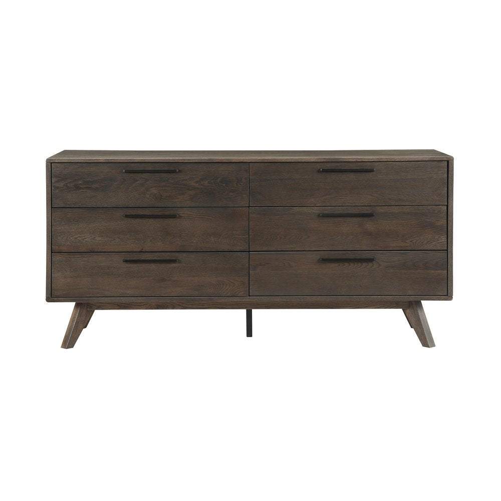 63" Dark Brown Solid Wood Six Drawer Double Dresser HomeRoots