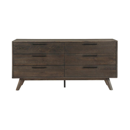 63" Dark Brown Solid Wood Six Drawer Double Dresser HomeRoots