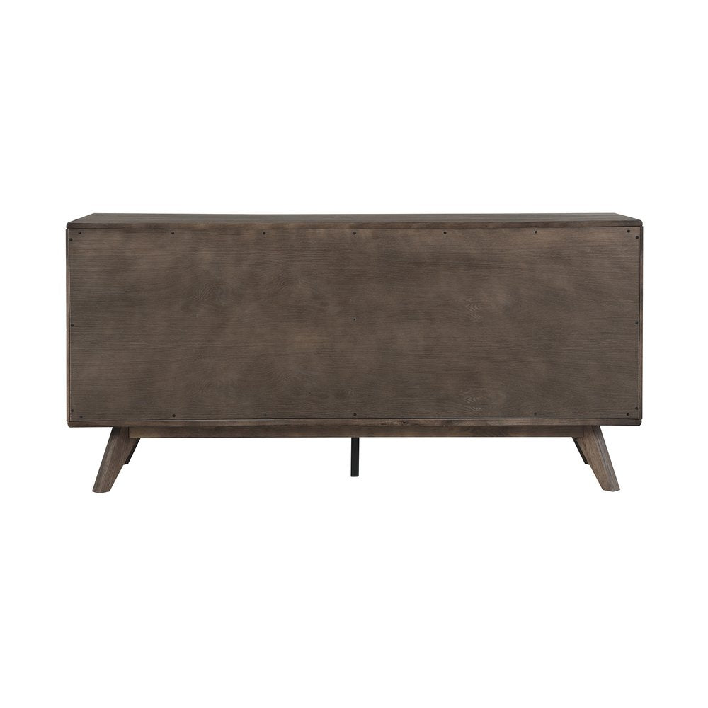 63" Dark Brown Solid Wood Six Drawer Double Dresser — view 6
