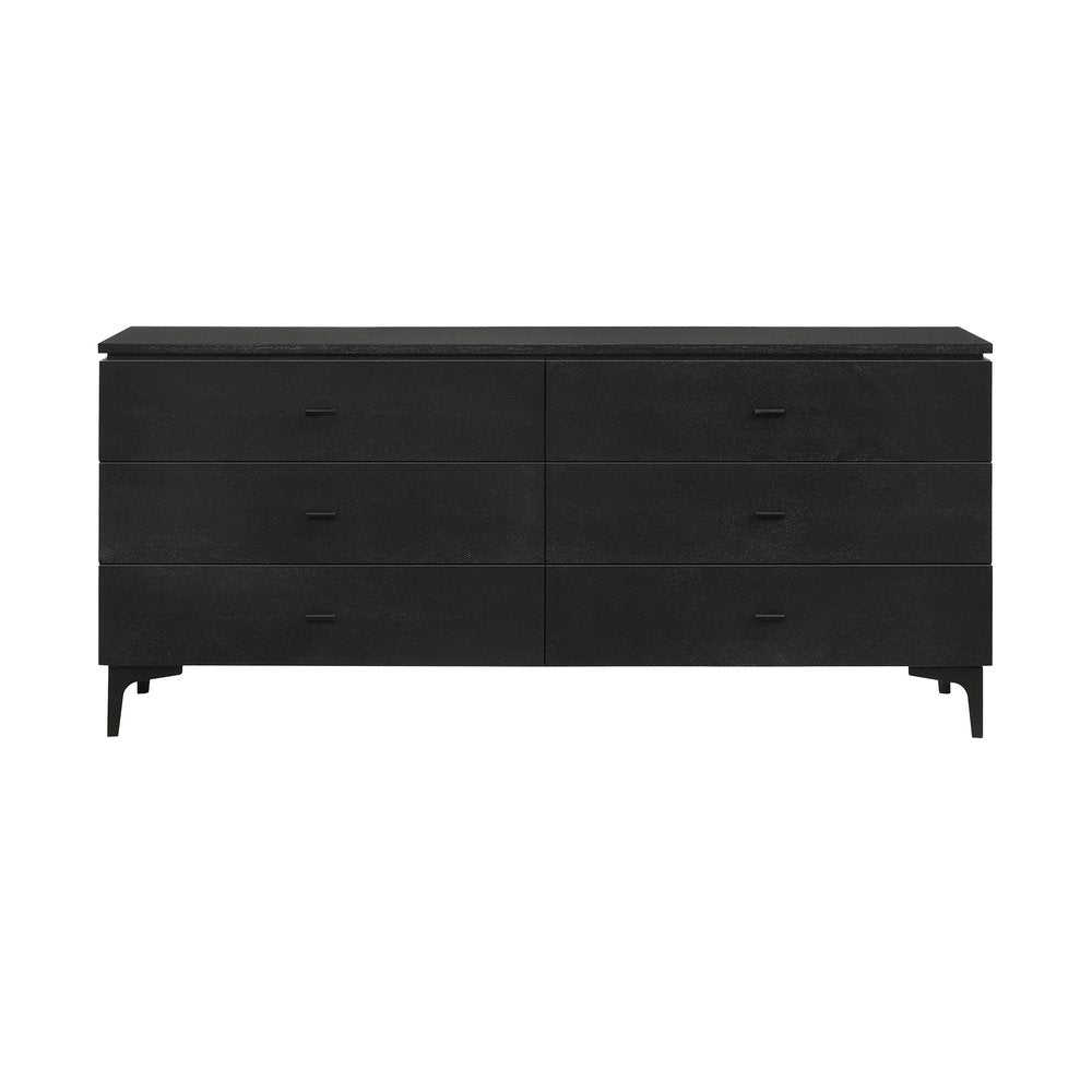 63" Black Six Drawer Double Dresser HomeRoots