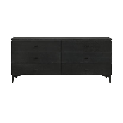 63" Black Six Drawer Double Dresser