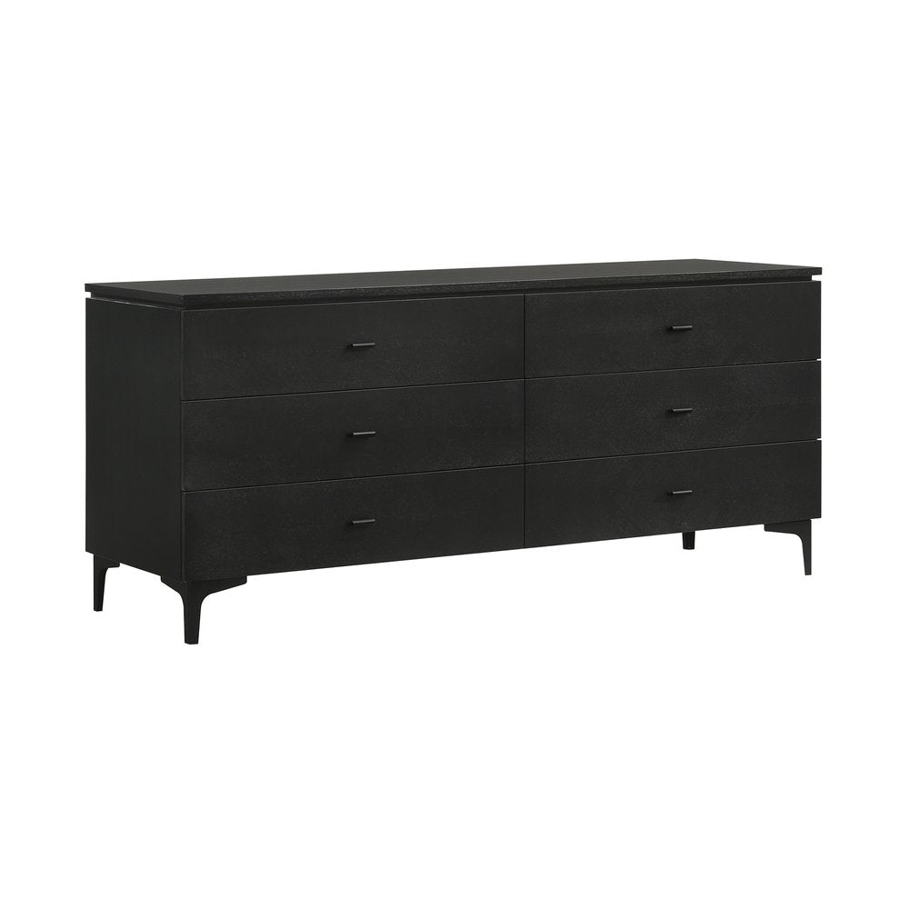 63" Black Six Drawer Double Dresser HomeRoots