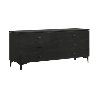 63" Black Six Drawer Double Dresser HomeRoots