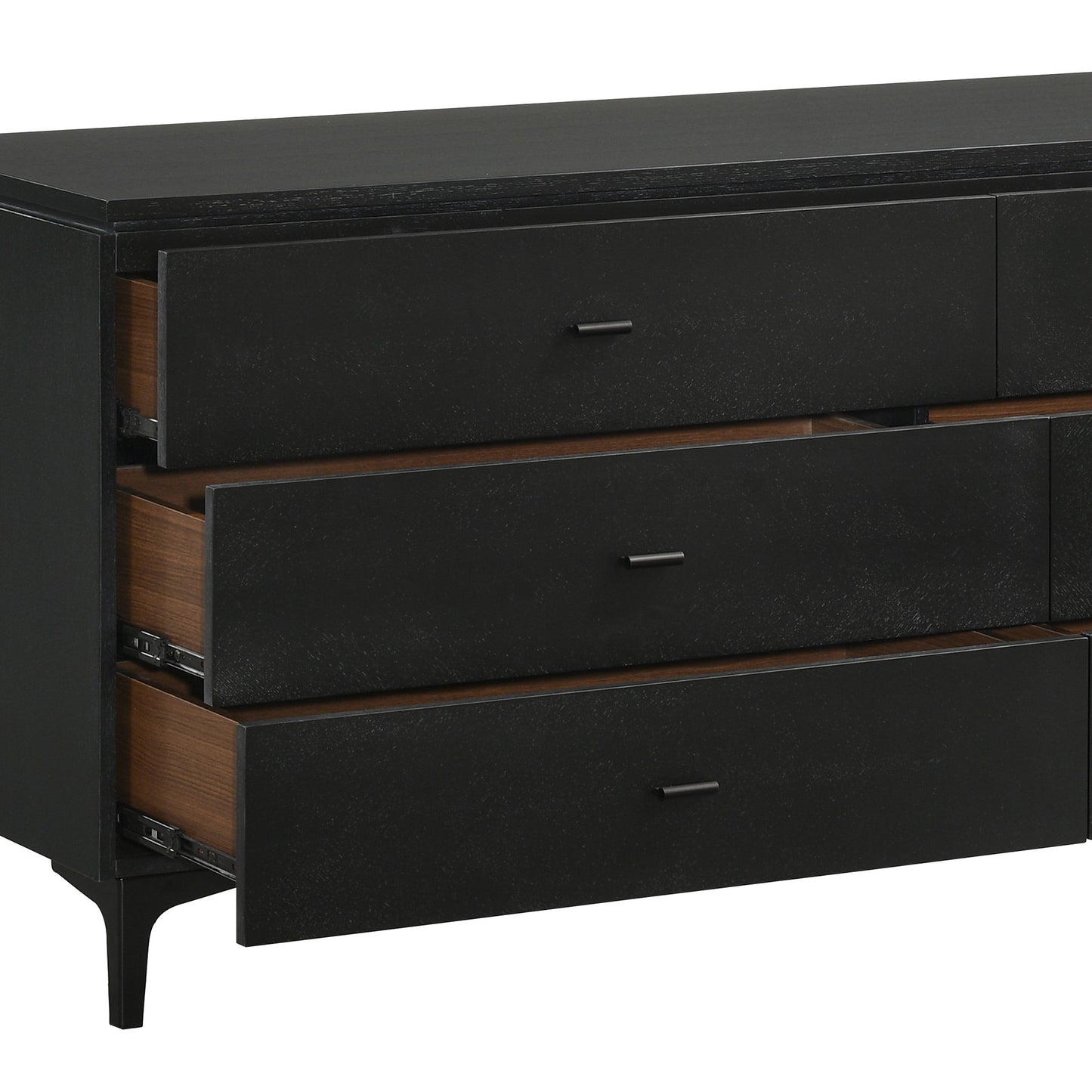 63" Black Six Drawer Double Dresser