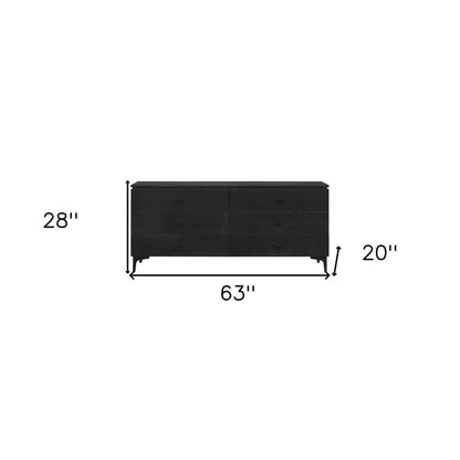 63" Black Six Drawer Double Dresser HomeRoots