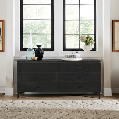 63" Black Six Drawer Double Dresser HomeRoots