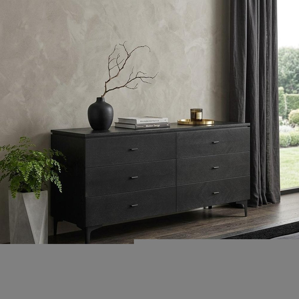 63" Black Six Drawer Double Dresser HomeRoots