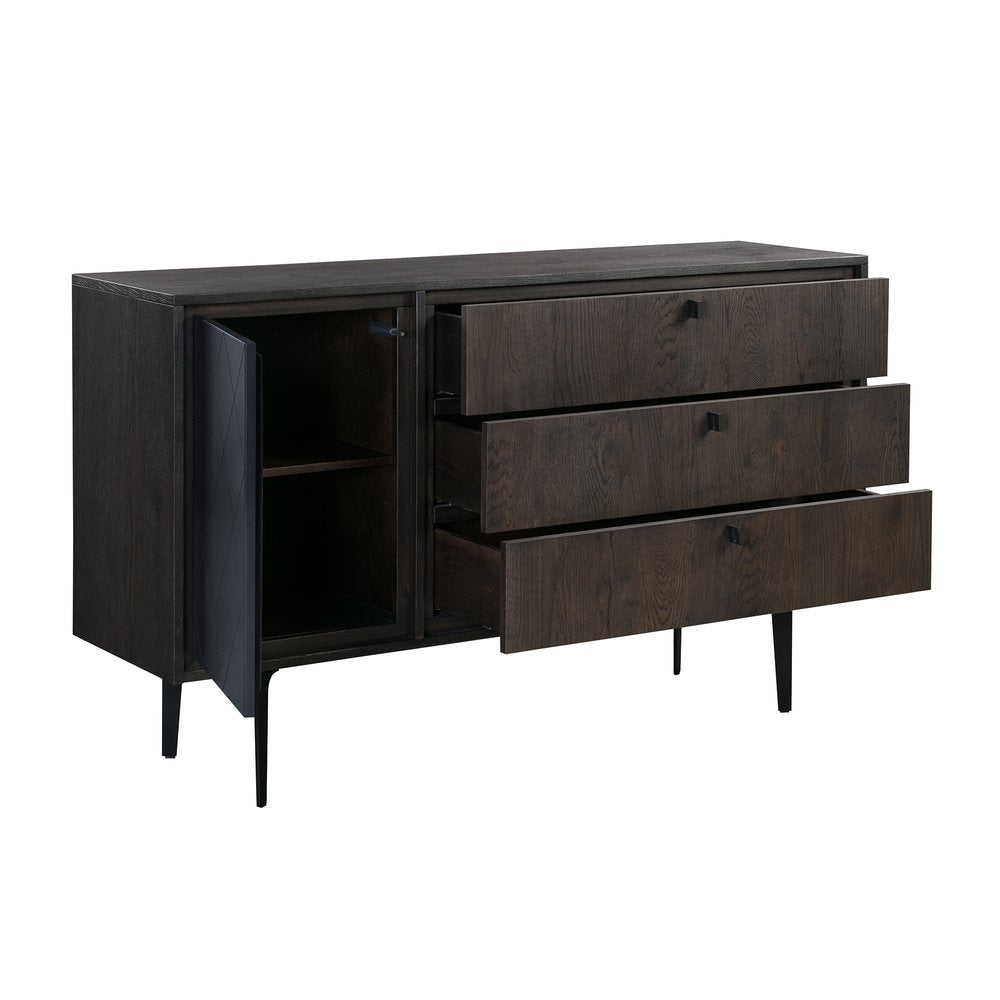 63" Gray Solid Wood Three Drawer Dresser HomeRoots