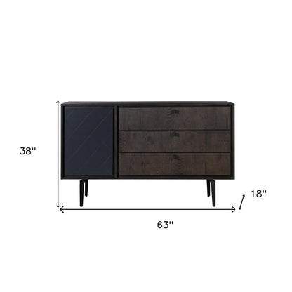 63" Gray Solid Wood Three Drawer Dresser HomeRoots