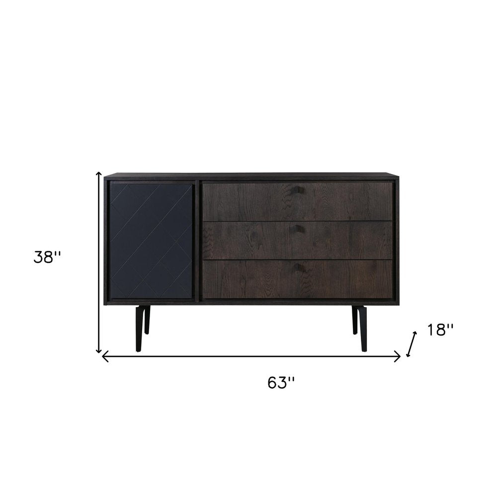 63" Gray Solid Wood Three Drawer Dresser HomeRoots
