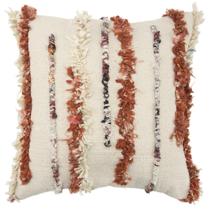 20X20 Natural 100% Wool Striped Zippered Pillow FurniFindUSA