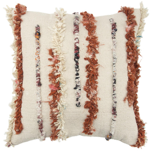 20X20 Natural 100% Wool Striped Zippered Pillow FurniFindUSA