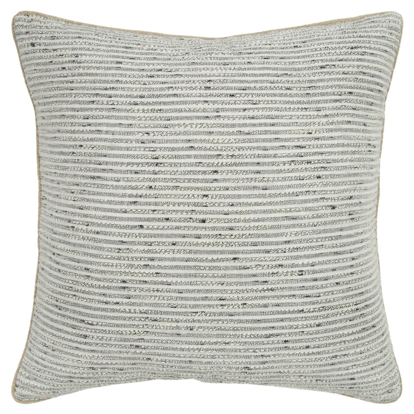 20" Gray and Cream Striped Cotton Throw Pillow FurniFindUSA
