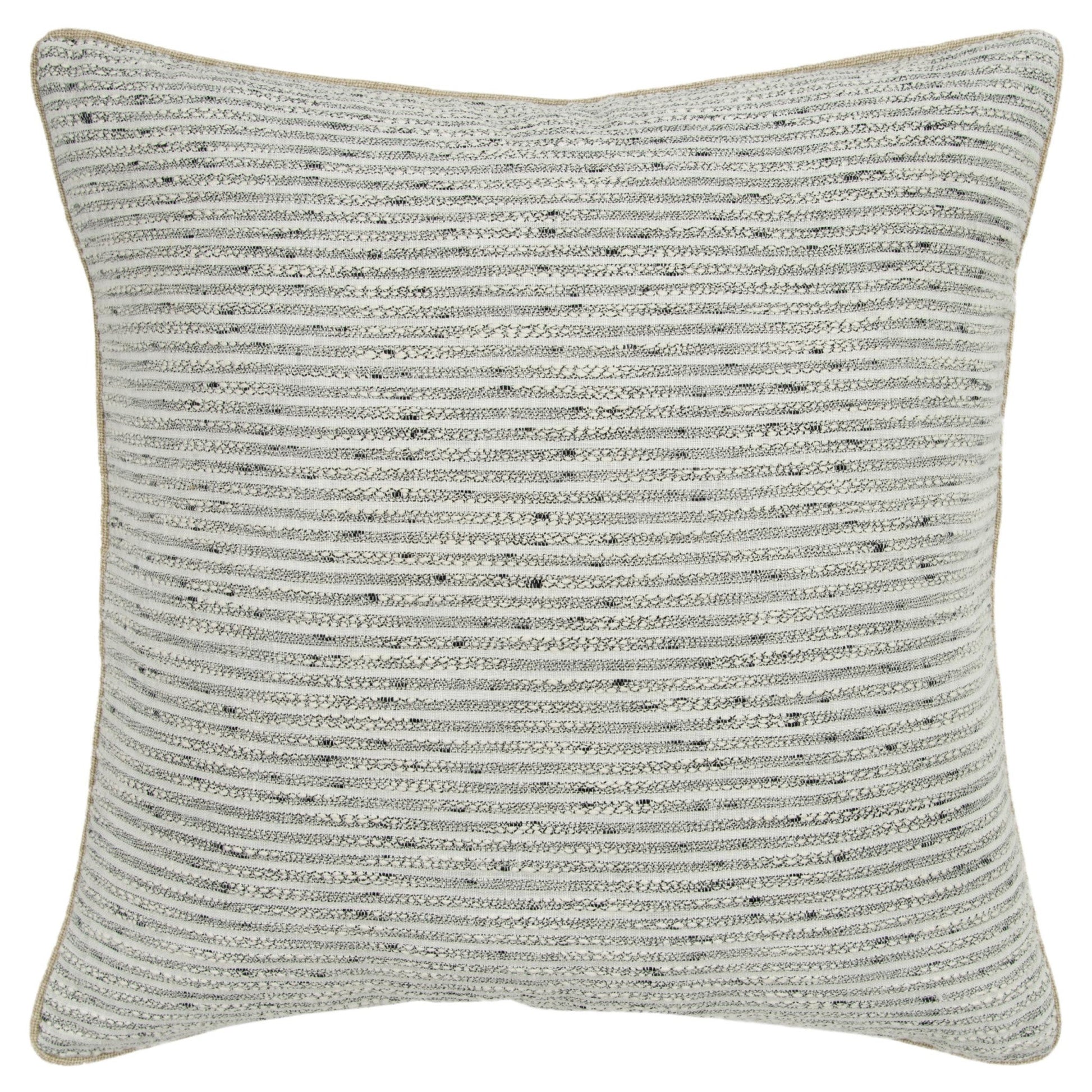 20" Gray and Cream Striped Cotton Throw Pillow FurniFindUSA