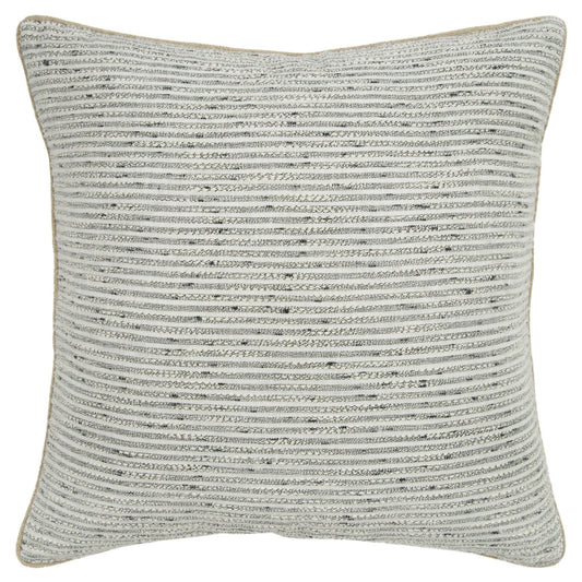 20" Gray and Cream Striped Cotton Throw Pillow FurniFindUSA