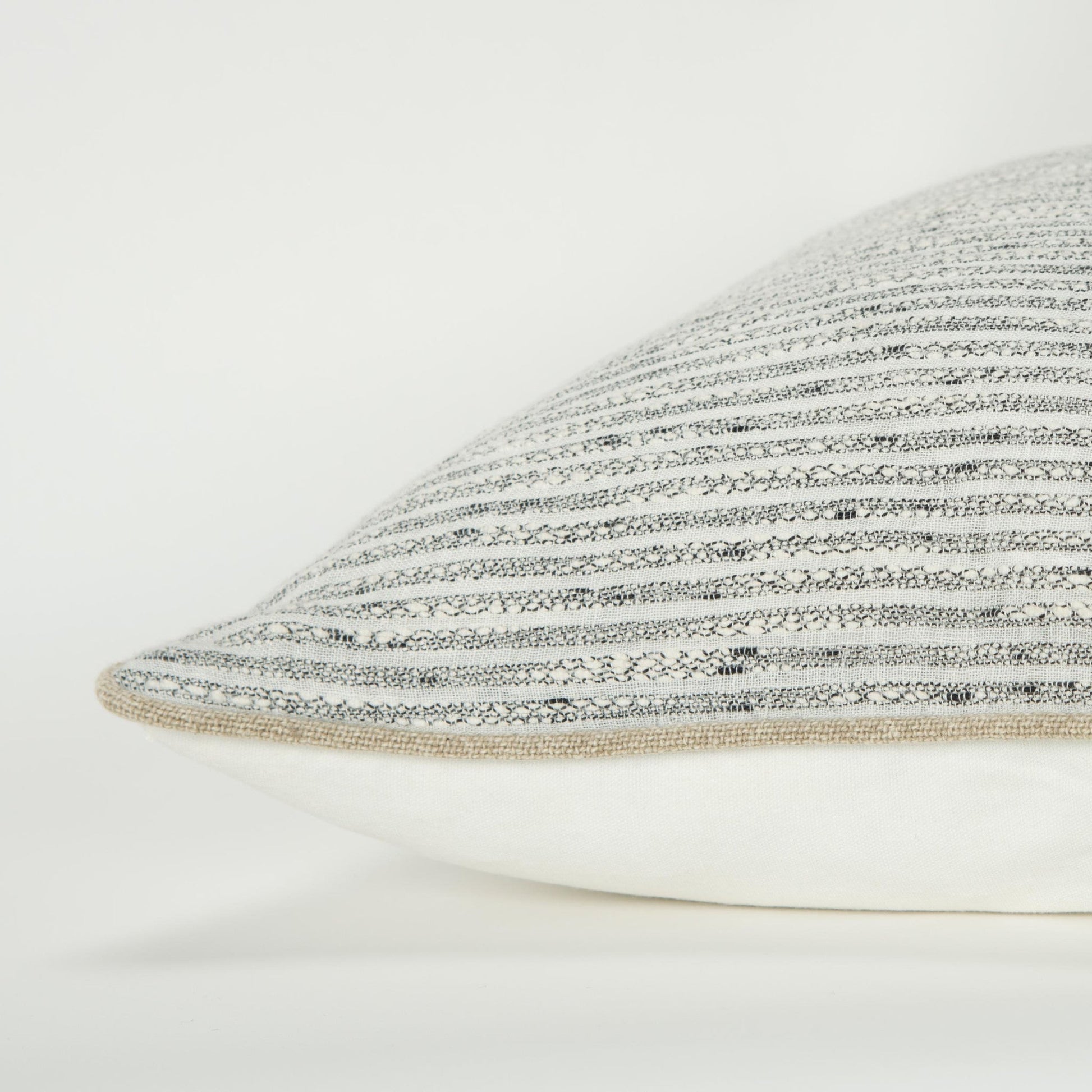 20" Gray and Cream Striped Cotton Throw Pillow FurniFindUSA