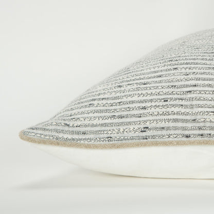 20" Gray and Cream Striped Cotton Throw Pillow FurniFindUSA