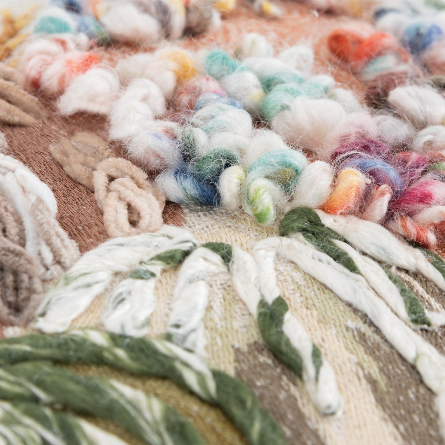 20" Beige and Green Thanksgiving Cotton Pillow With Applique, Embroidery Edges FurniFindUSA