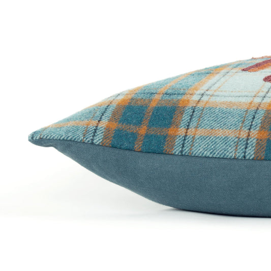 14" X 14" Blue and Orange Thanksgiving Wool Blend Pillow With Embroidery Edges FurniFindUSA