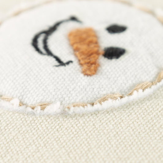 14" X 20" Beige and White Christmas Cotton Pillow With Applique, Embroidery Edges FurniFindUSA