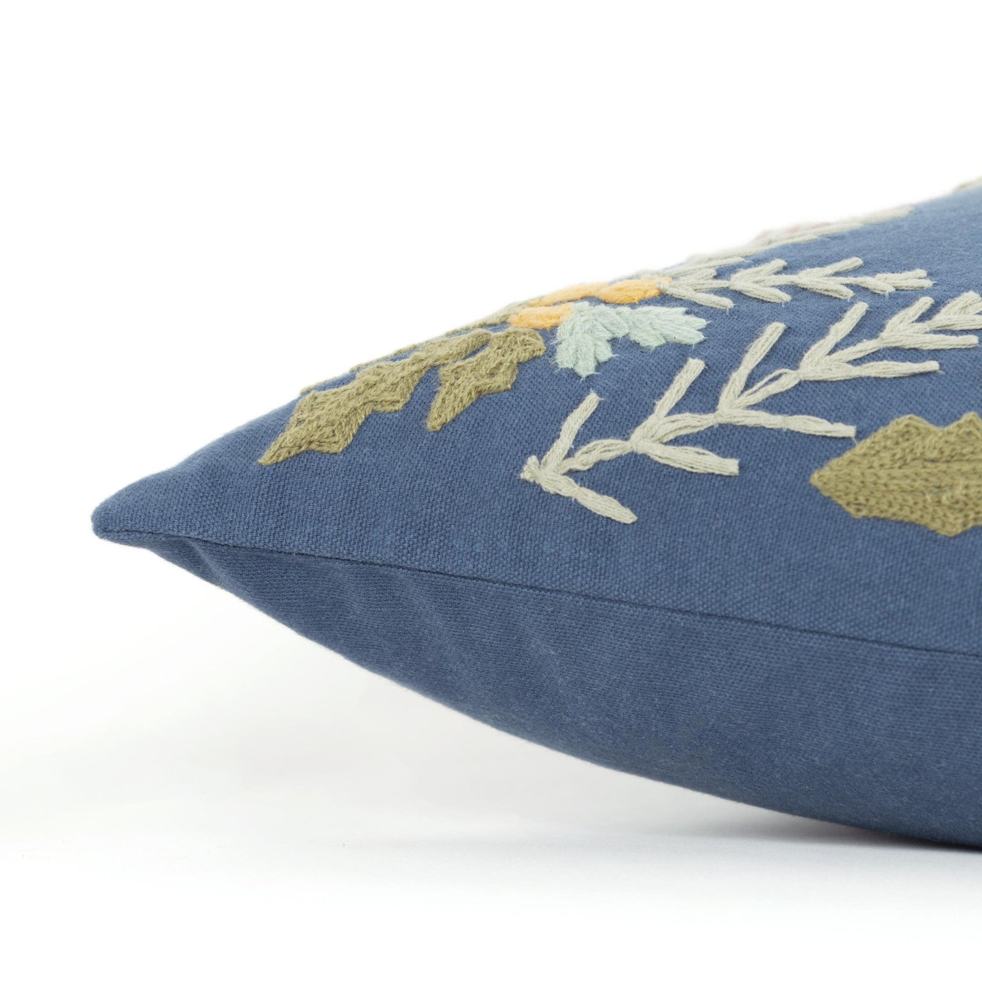 18" Blue and Pink Thanksgiving Cotton Pillow With Embroidery Edges FurniFindUSA