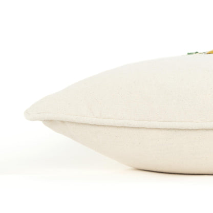 14" X 14" Yellow and White Thanksgiving Cotton Pillow With Embroidery Edges FurniFindUSA