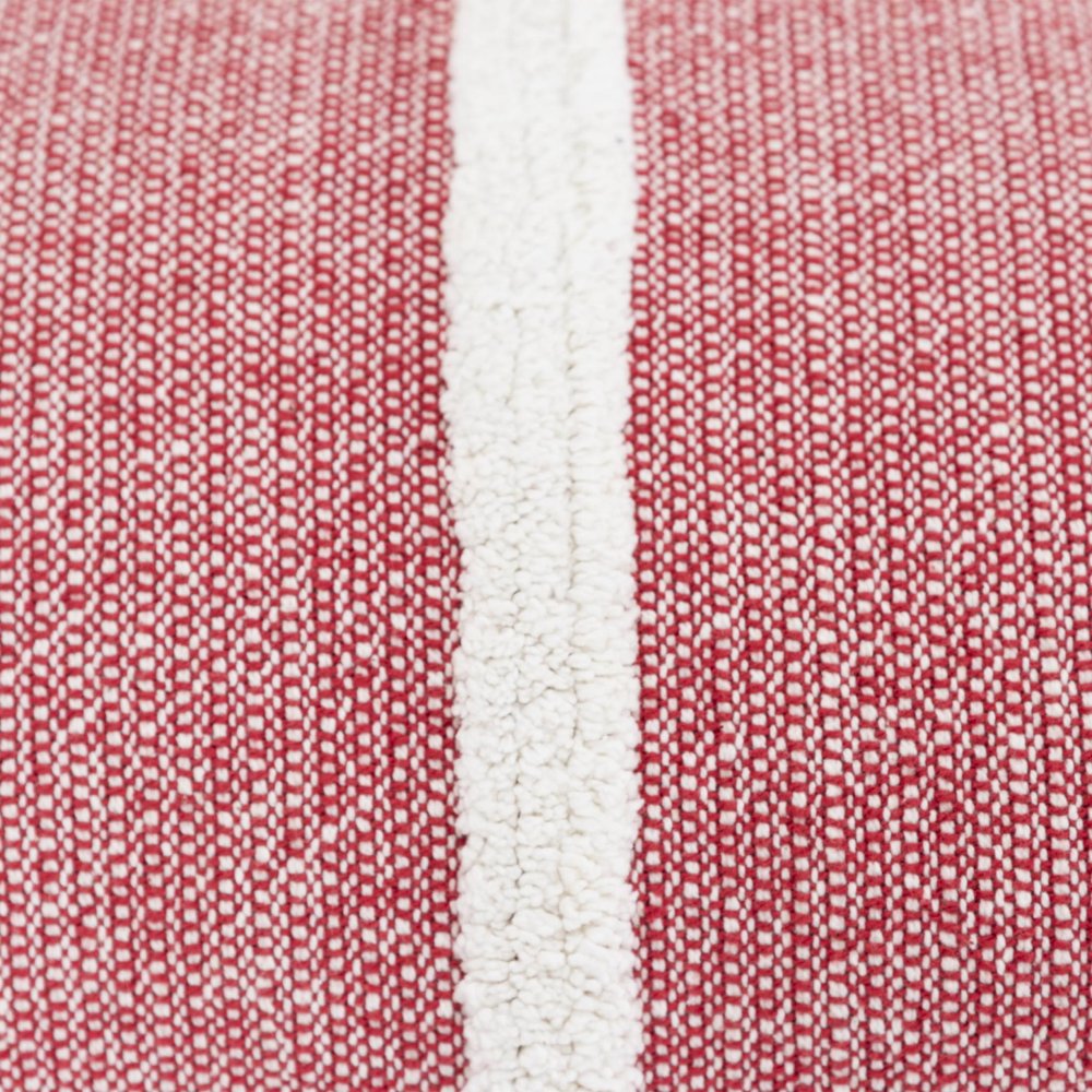 14" X 26" Red And White Lumbar Weave Cotton Throw Pillow with Tassels — view 3