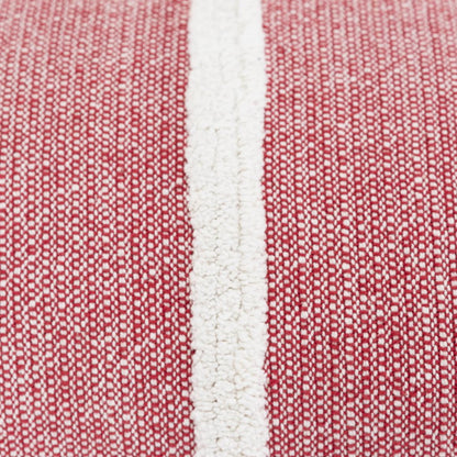 14" X 26" Red And White Lumbar Weave Cotton Throw Pillow with Tassels