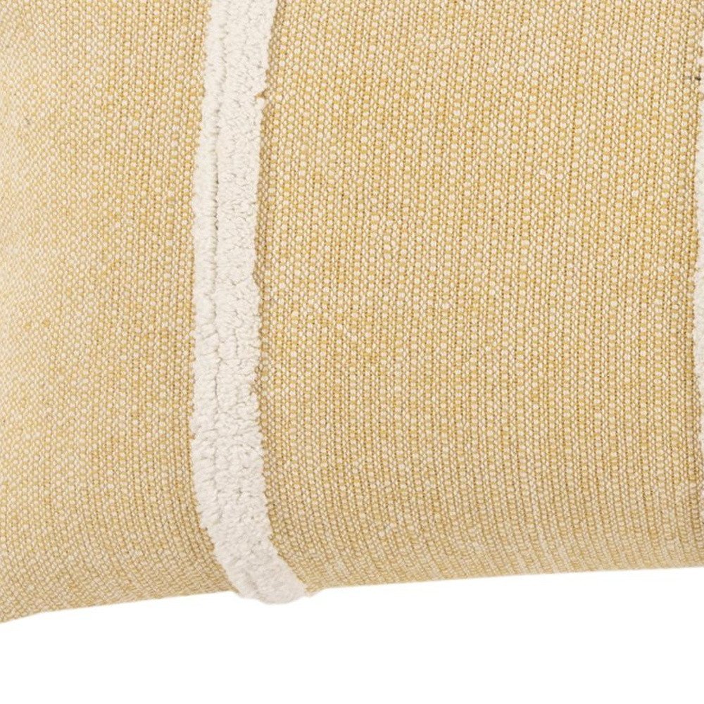 14" X 26" White And Yellow Lumbar Weave Cotton Throw Pillow with Tassels — view 5