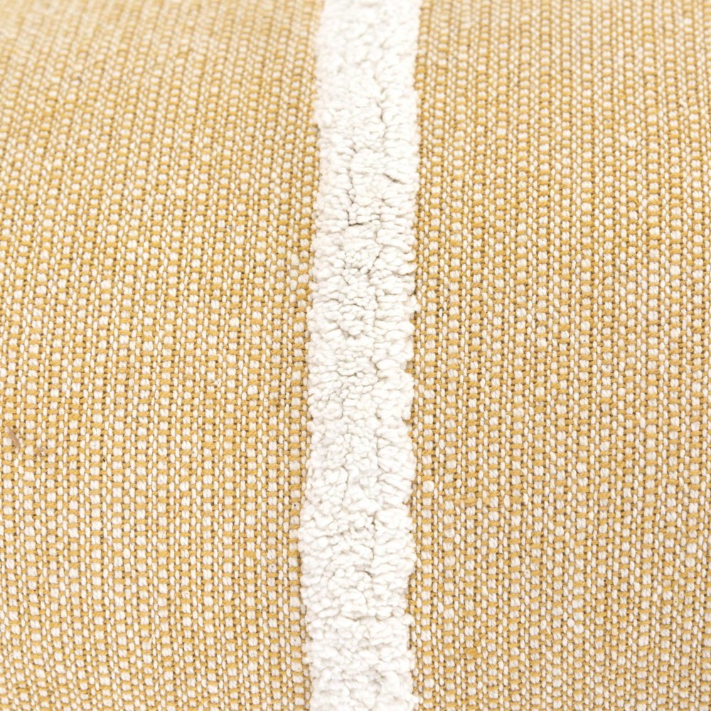 14" X 26" White And Yellow Lumbar Weave Cotton Throw Pillow with Tassels — view 3